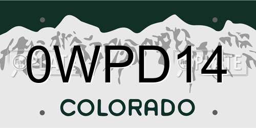 0WPD14 Colorado License Plate