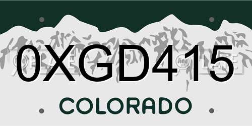 0XGD415 Colorado License Plate