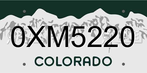 0XM5220 Colorado License Plate