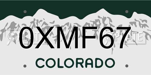0XMF67 Colorado License Plate