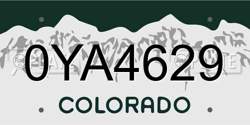 0YA4629 Colorado License Plate