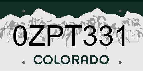 0ZPT331 Colorado License Plate