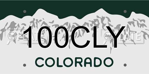 100CLY Colorado License Plate