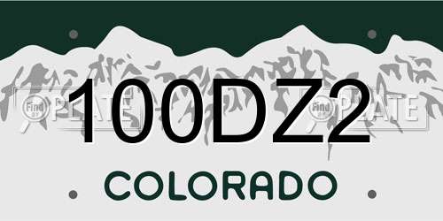 100DZ2 Colorado License Plate