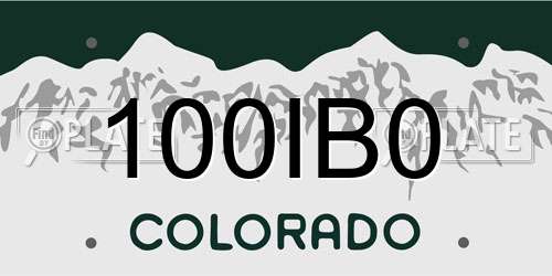 100IB0 Colorado License Plate