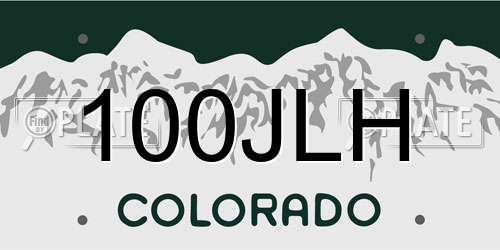 100JLH Colorado License Plate
