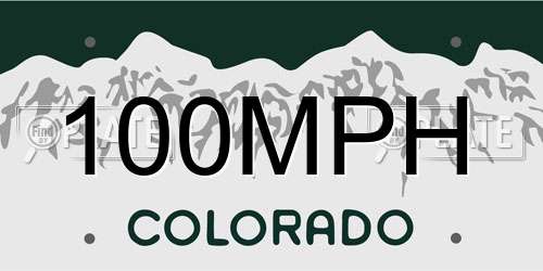 100MPH Colorado License Plate