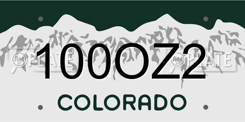 100OZ2 Colorado License Plate