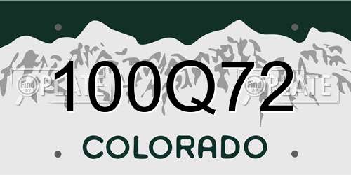100Q72 Colorado License Plate