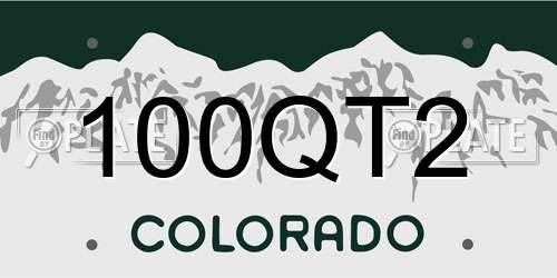 100QT2 Colorado License Plate