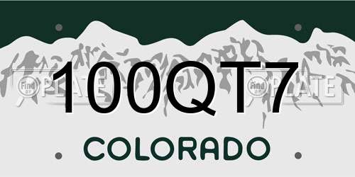 100QT7 Colorado License Plate