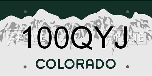 100QYJ Colorado License Plate