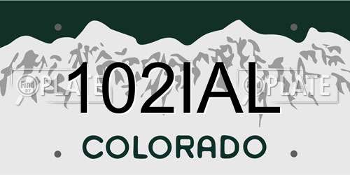 102IAL Colorado License Plate