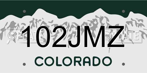 102JMZ Colorado License Plate