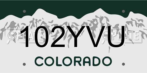 102YVU Colorado License Plate