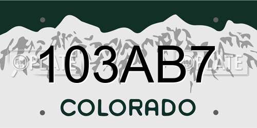 103AB7 Colorado License Plate