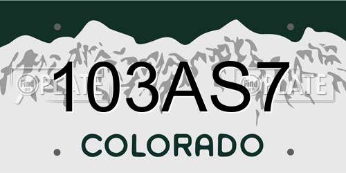 103AS7 Colorado License Plate