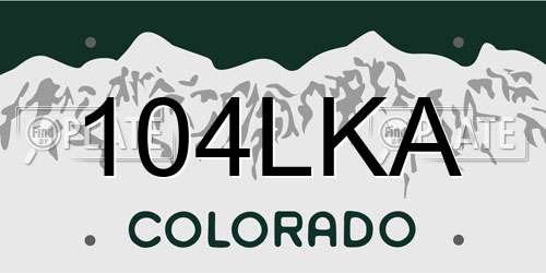 104LKA Colorado License Plate