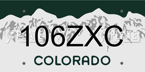 106ZXC Colorado License Plate