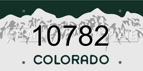 10782 Colorado License Plate