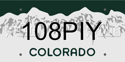 108PIY Colorado License Plate