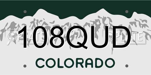 108QUD Colorado License Plate