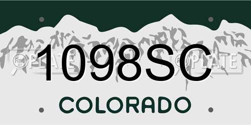 1098SC Colorado License Plate