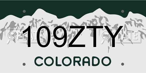 109ZTY Colorado License Plate