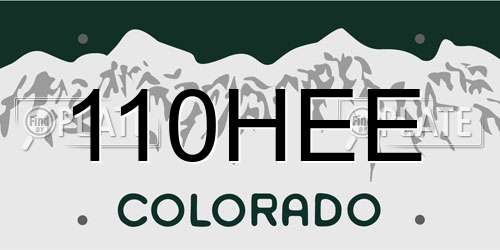 110HEE Colorado License Plate