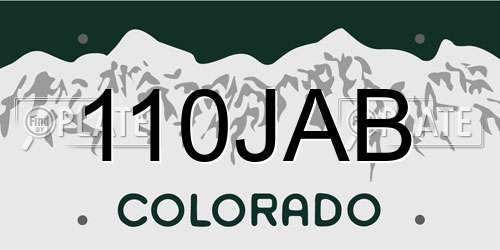 110JAB Colorado License Plate