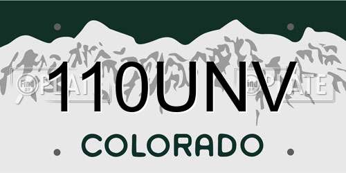 110UNV Colorado License Plate