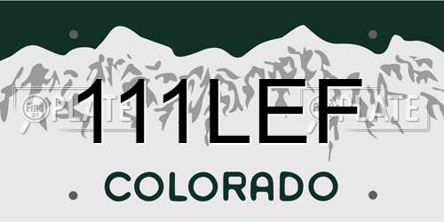 111LEF Colorado License Plate