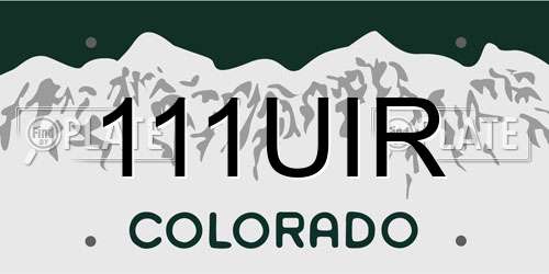 111UIR Colorado License Plate