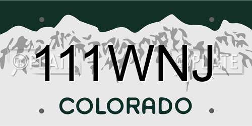111WNJ Colorado License Plate