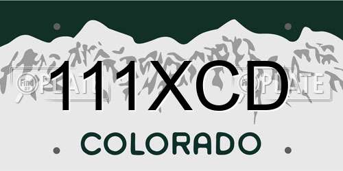 111XCD Colorado License Plate