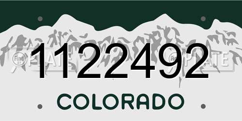 1122492 Colorado License Plate