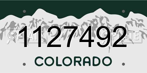 1127492 Colorado License Plate