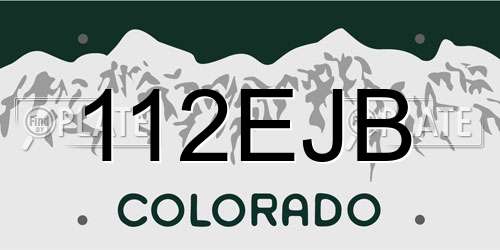 112EJB Colorado License Plate