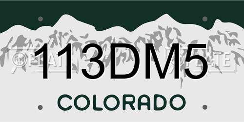 113DM5 Colorado License Plate