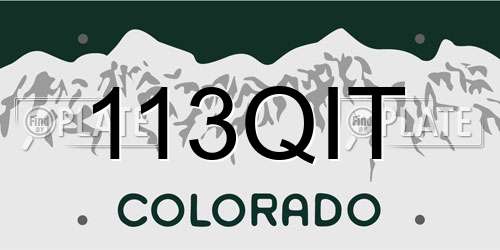 113QIT Colorado License Plate
