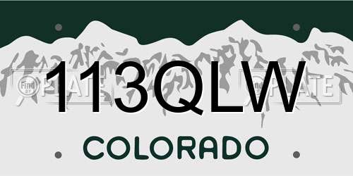 113QLW Colorado License Plate