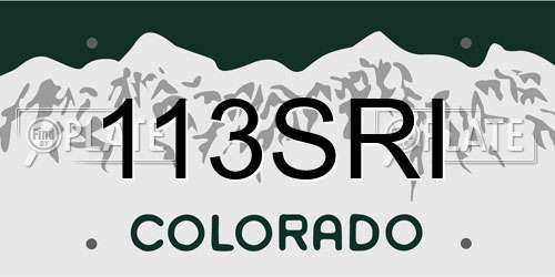 113SRI Colorado License Plate