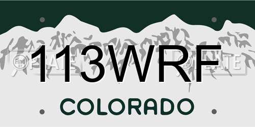 113WRF Colorado License Plate