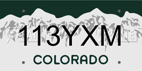 113YXM Colorado License Plate