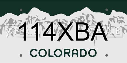 114XBA Colorado License Plate