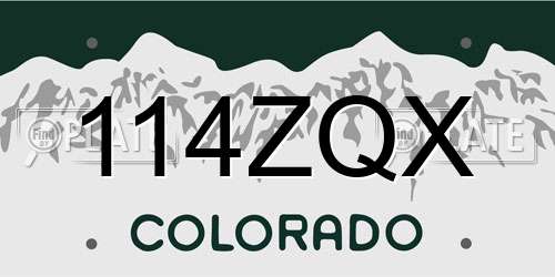 114ZQX Colorado License Plate