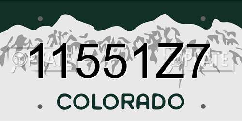 11551Z7 Colorado License Plate