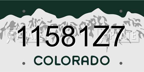 11581Z7 Colorado License Plate