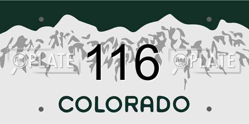 116 Colorado License Plate