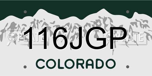 116JGP Colorado License Plate